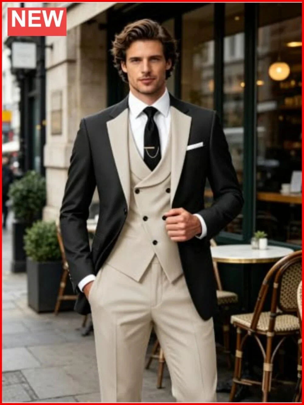 Men's 3 Piece Slim Fit Suit Set Blazer Vest Pants Wedding Tuxedo